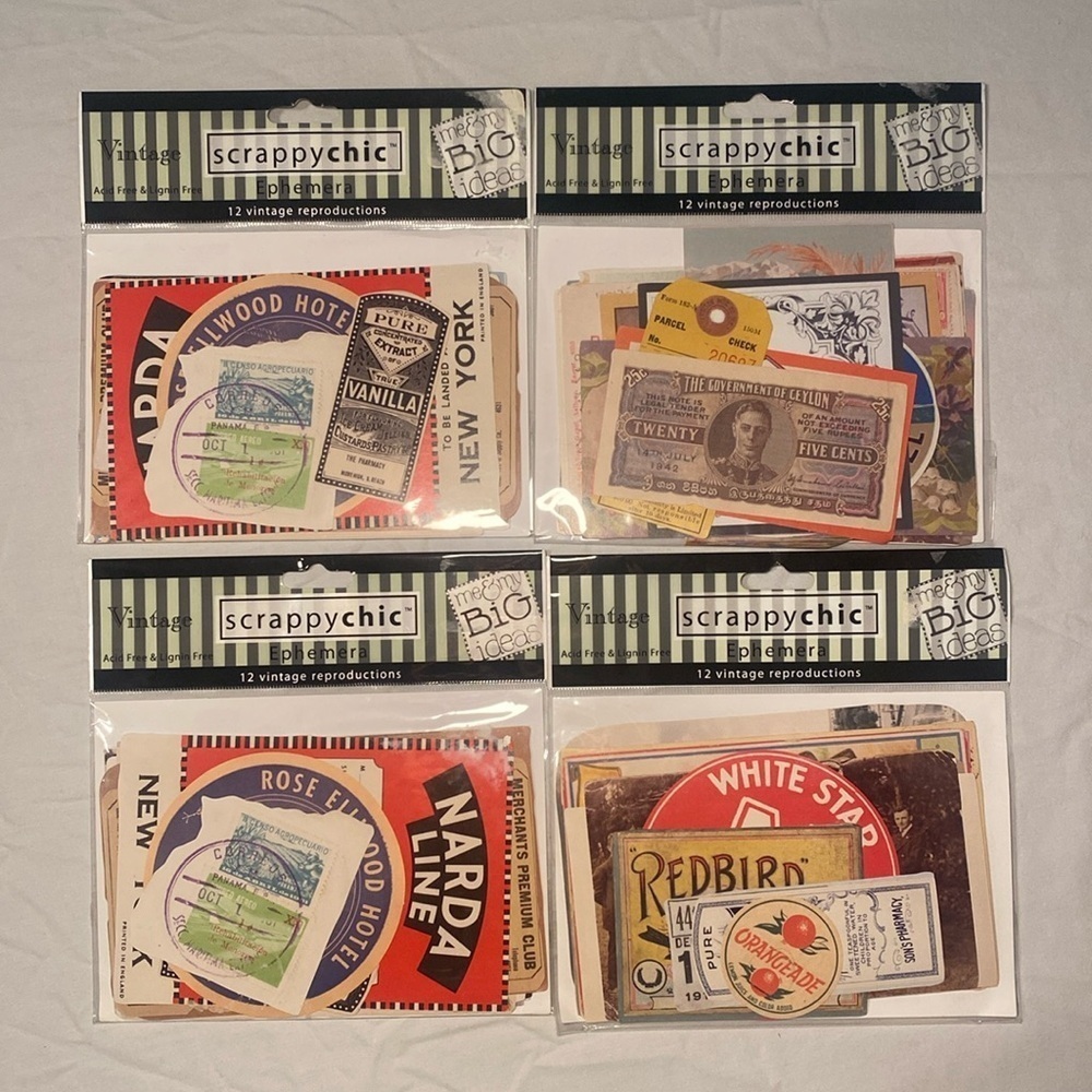 Me & My BIG Ideas Hobby Lobby Scrappy Chic 12 Vintage Reproduction Set of 4 NWT